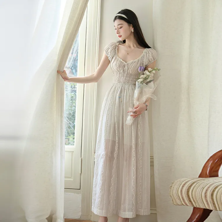 PAZZO Short Sleeved Dress Women's South French Estate Blue-4