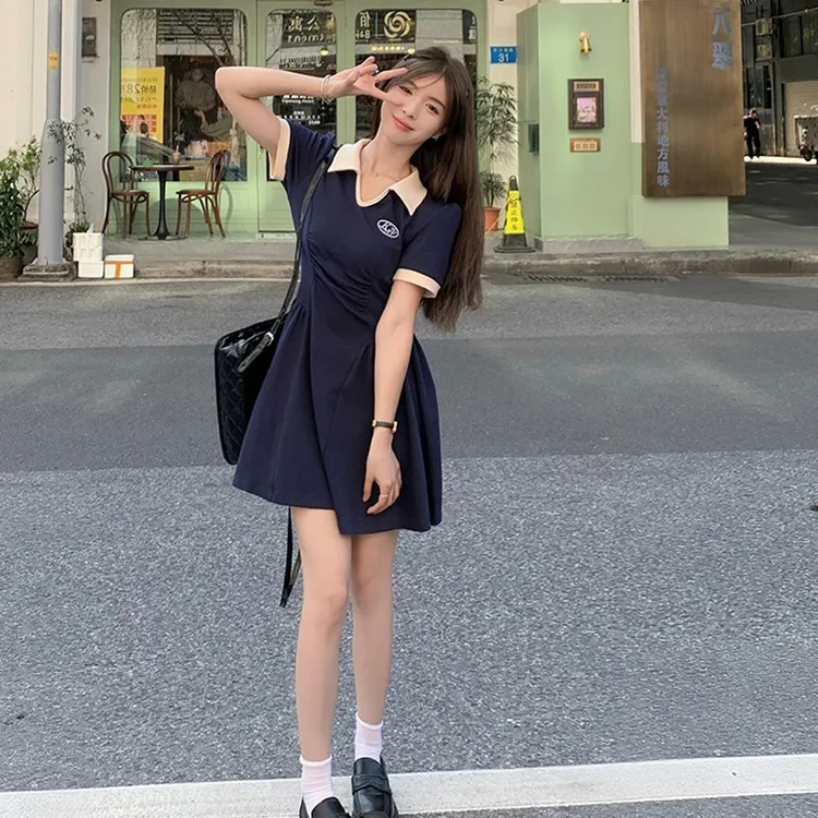 PAZZO Color Block Polo Collar Short Sleeved Dress Women's-5