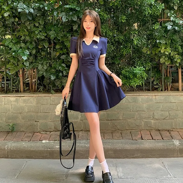 PAZZO Color Block Polo Collar Short Sleeved Dress Women's-7