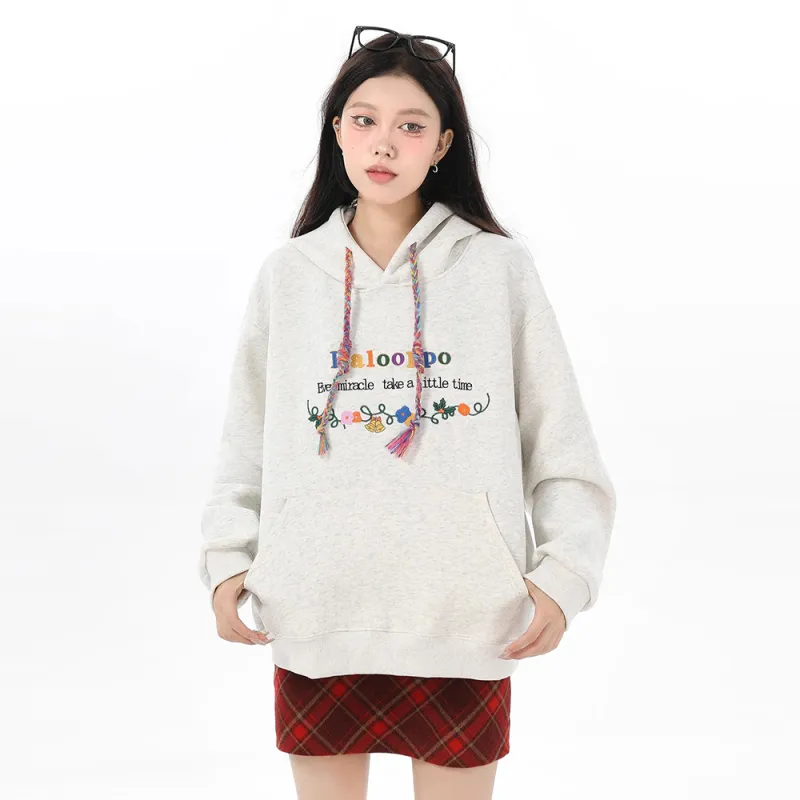 PAZZO Preppy Style Hooded Pullover Sweatshirt Women's-5