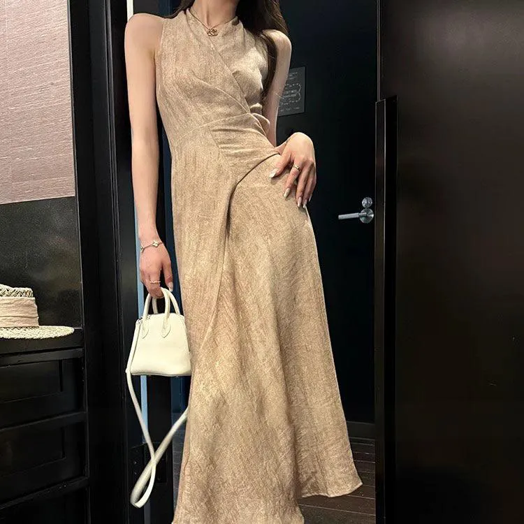 PAZZO Sleeveless Dresses Women's Beige Brown-5