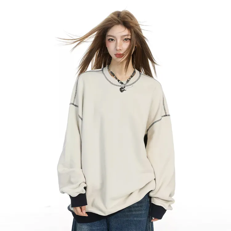 PAZZO Patchwork Color Block Raglan Sleeve Sweatshirt Unisex-2