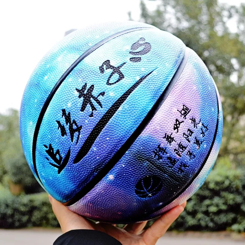 Canle Moisture Absorbing Leather Basketball Blue Purple Size 7 Ball Training Unisex-1