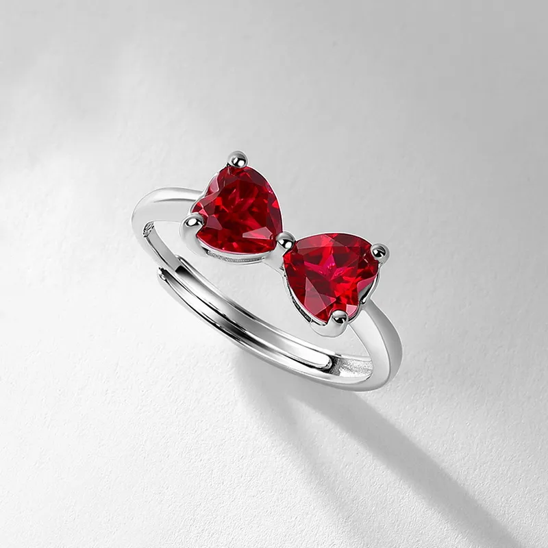 KOYOOME S925 Sterling Silver With Cultured Ruby Rings Unisex-2