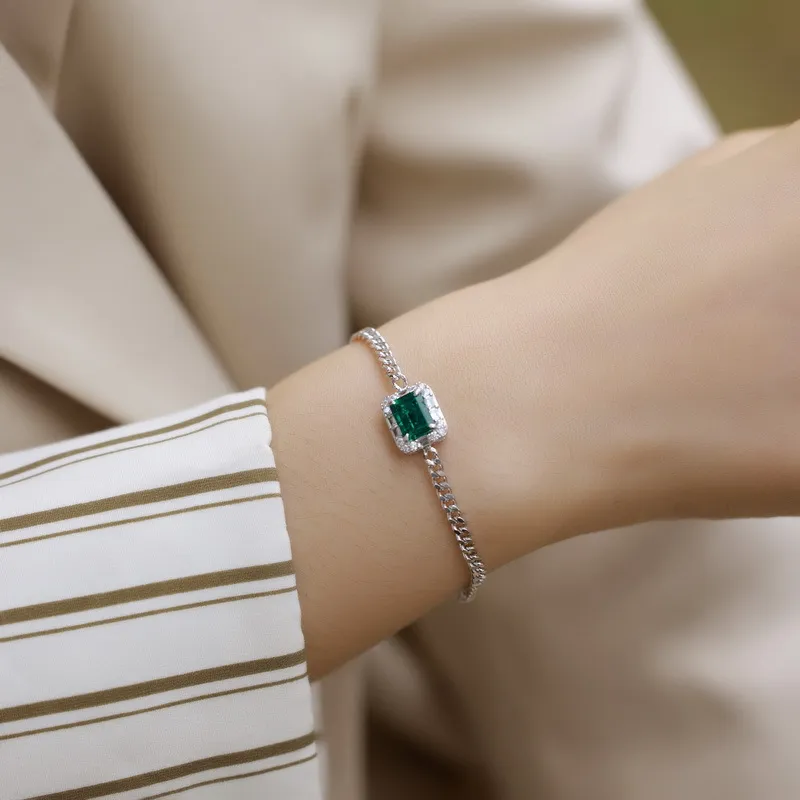 KOYOOME Cultured Emerald S925 Sterling Silver Bracelets Unisex-3