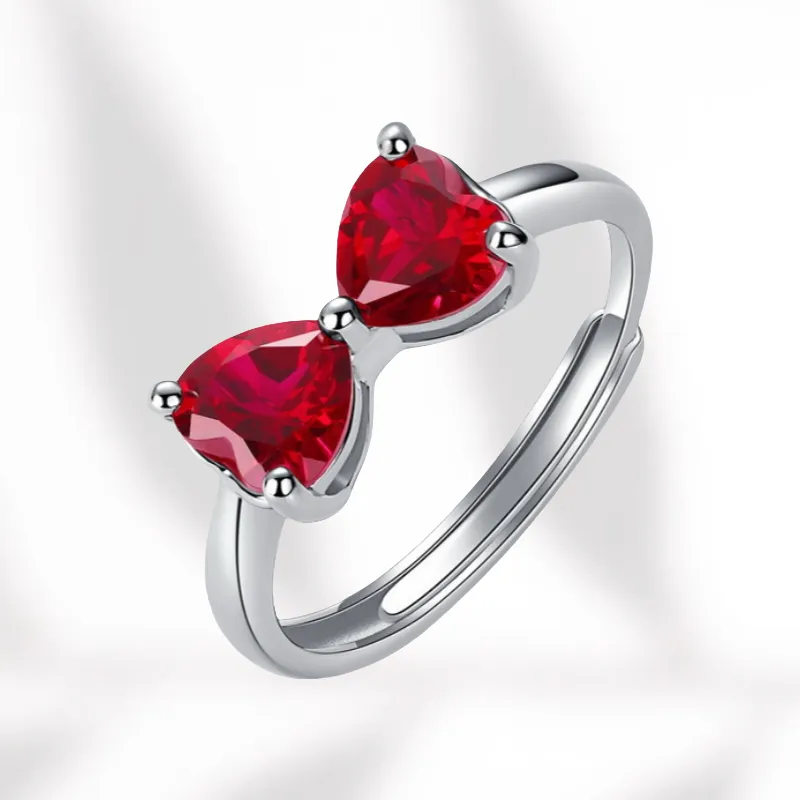 KOYOOME S925 Sterling Silver With Cultured Ruby Rings Unisex-4