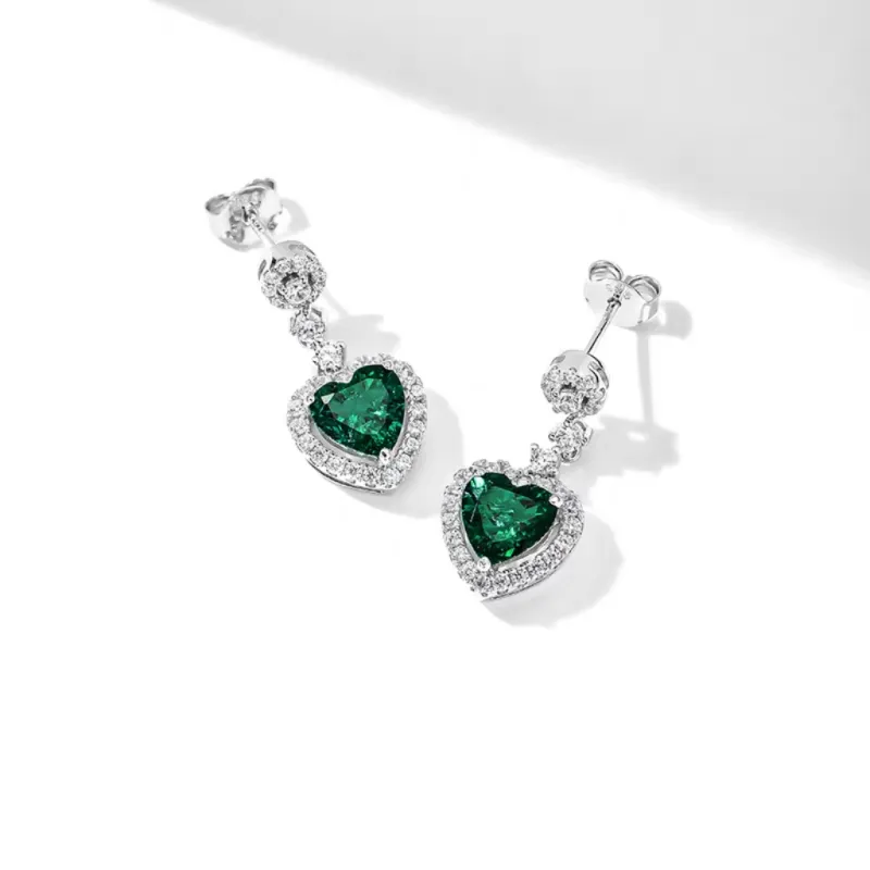 KOYOOME Cultured Emerald S925 Sterling Silver Earrings Women's-2