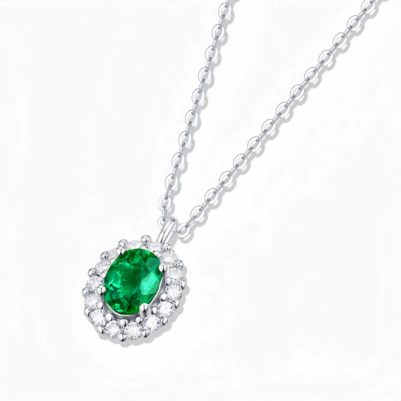 KOYOOME Cultured Emerald S925 Sterling Silver Necklaces Unisex-1