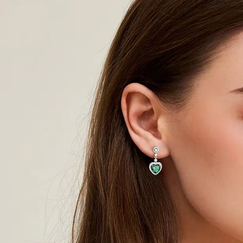 KOYOOME Cultured Emerald S925 Sterling Silver Earrings Women's-3