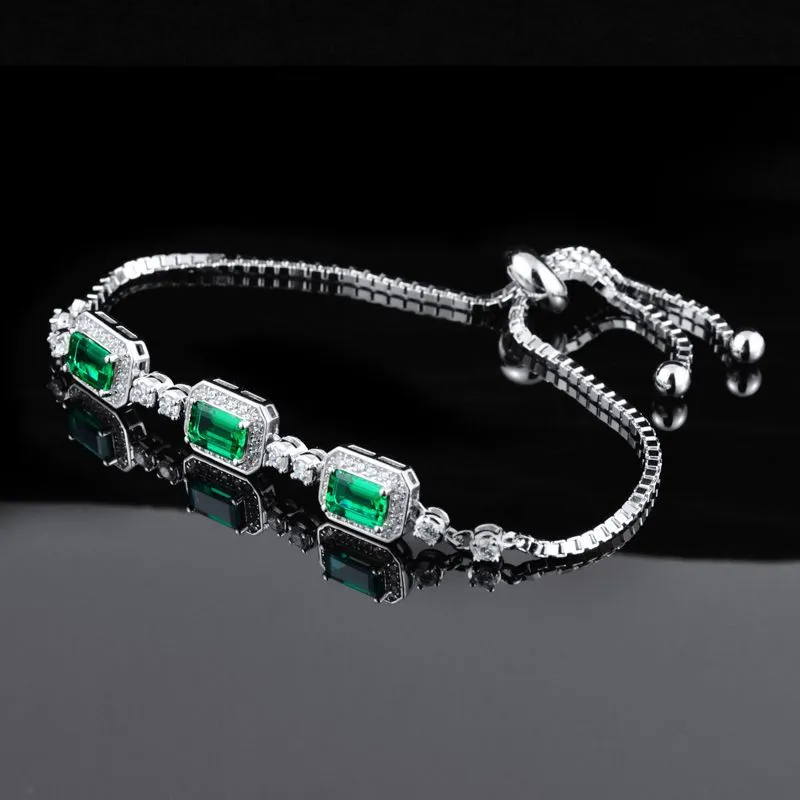 KOYOOME S925 Sterling Silver Cultured Emerald Bracelets Unisex-3