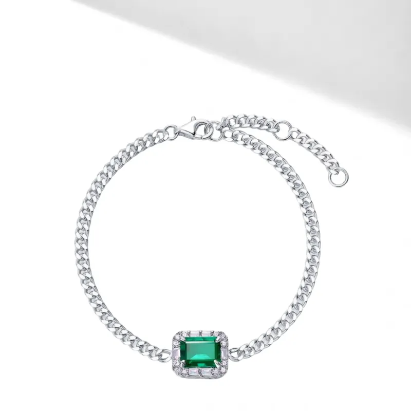 KOYOOME Cultured Emerald S925 Sterling Silver Bracelets Unisex-1