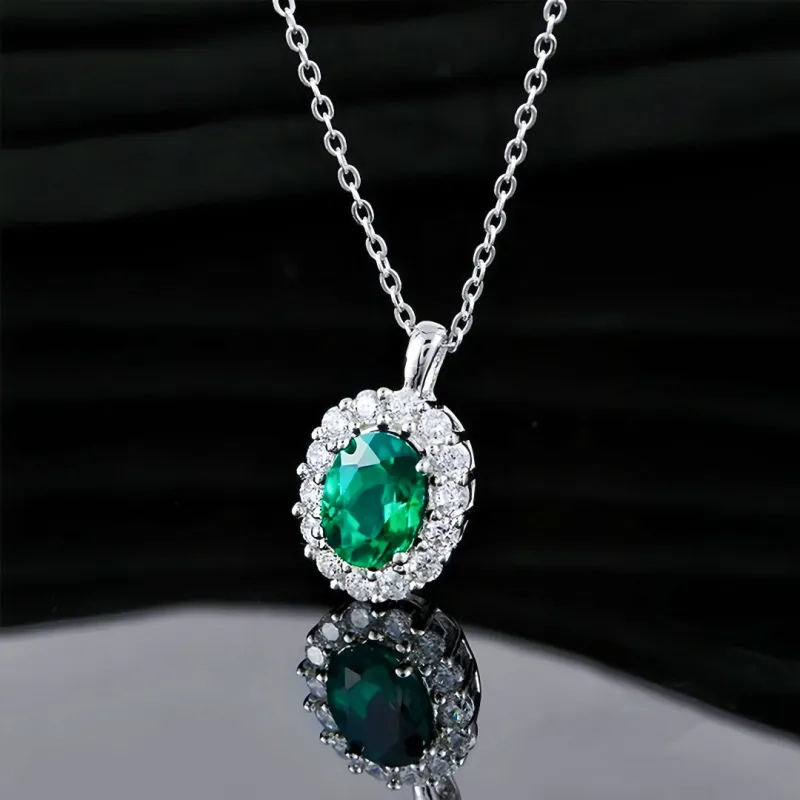 KOYOOME Cultured Emerald S925 Sterling Silver Necklaces Unisex-3