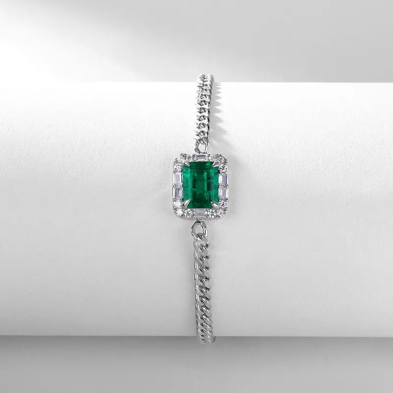 KOYOOME Cultured Emerald S925 Sterling Silver Bracelets Unisex-2