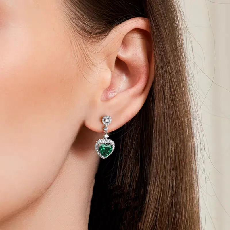 KOYOOME Cultured Emerald S925 Sterling Silver Earrings Women's-4