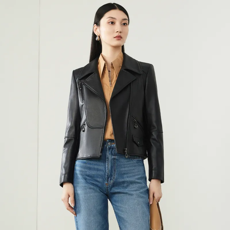 FORTEI Leather Jacket Women's Black-2