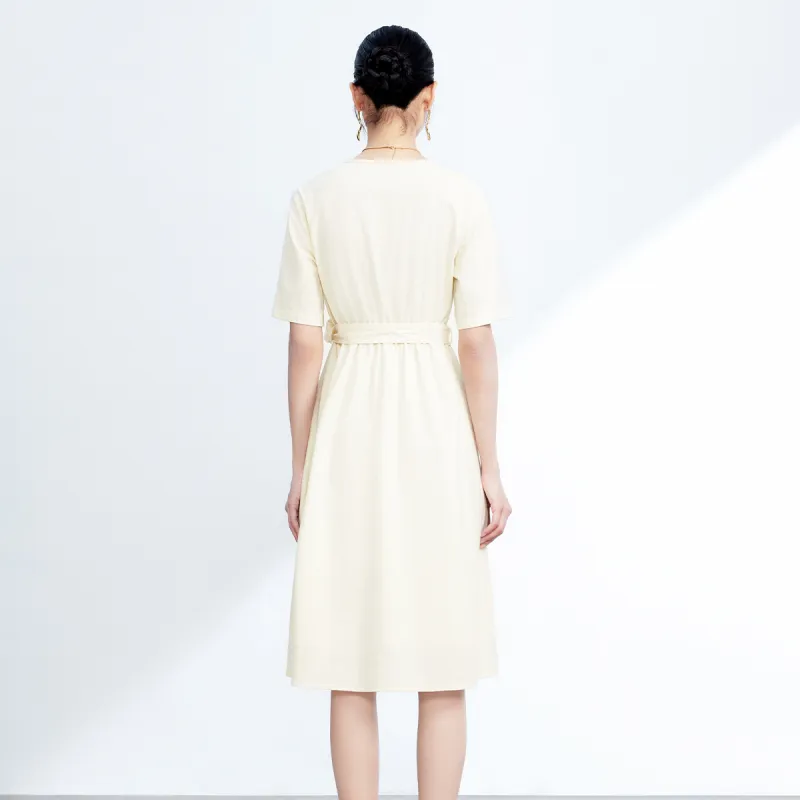 FORTEI Short Sleeved Dresses Women's Ecru-2