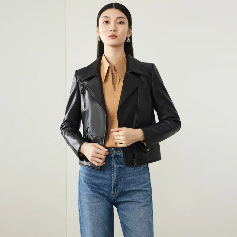 FORTEI Leather Jacket Women's Black-3