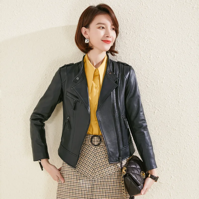 FORTEI Leather Jacket Women's Black-4