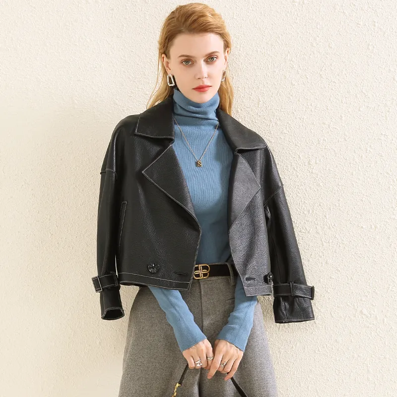 FORTEI Leather Jacket Women's Black-4