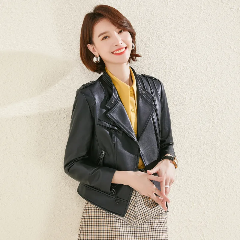 FORTEI Leather Jacket Women's Black-3