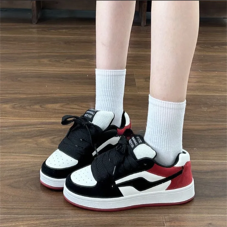 WJA Low Top Skateboard Shoes Unisex White Black Red-8