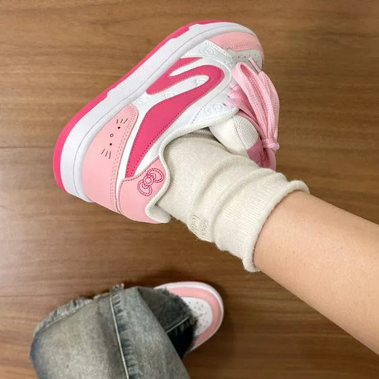 WJA Slip-Resistant Cushioning Impact Resistance Wear-Resistant Lightweight Low-Top Skateboard Shoes Women's Red Pink-1