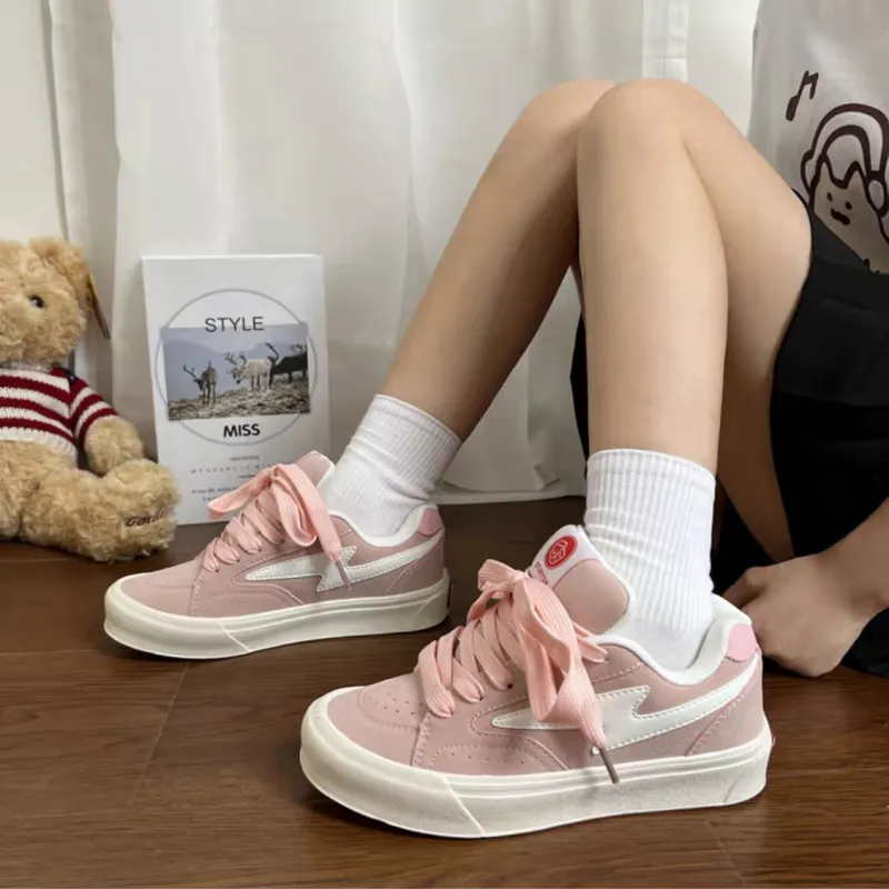 WJA Anti Slip And Wear Resistant Lightweight Low Top Skateboard Shoes Women's Cherry Blossom Pink-4