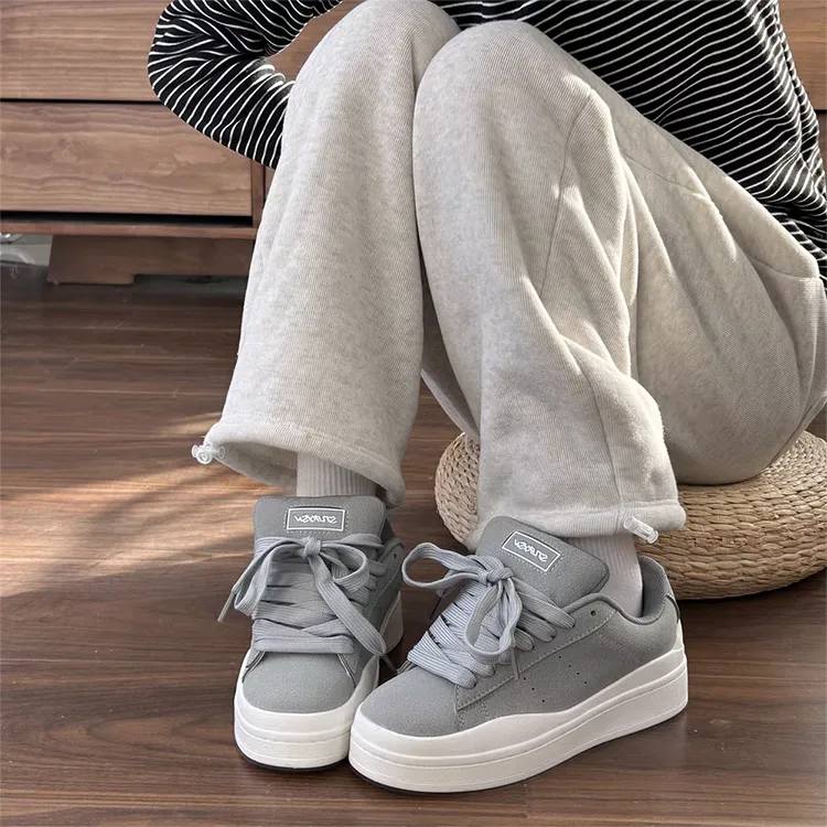 WJA Slip Resistant Cushioning Impact Resistance Wear Resistant Lightweight Low Top Skateboard Shoes Women's Gray-2
