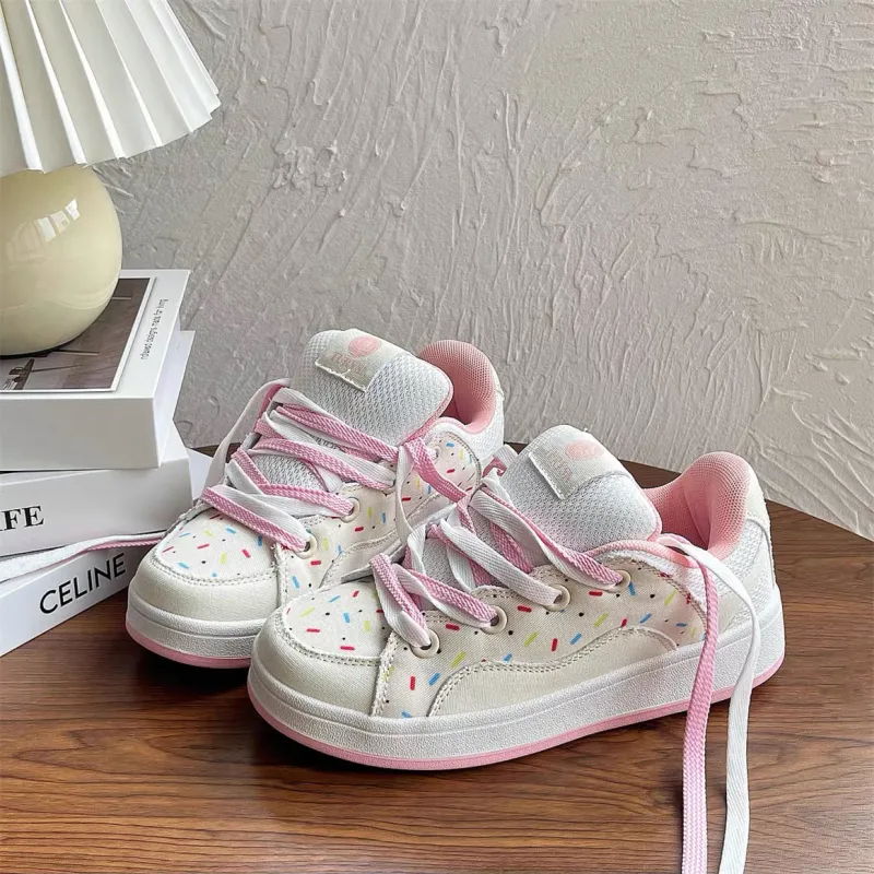 WJA Anti Slip And Wear Resistant Lightweight Low Top Skateboard Shoes Women's Sweetheart Pink-4