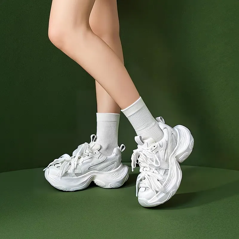 WJA Chunky Sneakers Women's Mid Top White/Gray-1