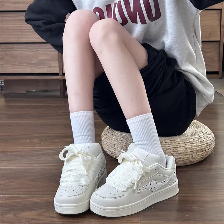 WJA Slip-Resistant Cushioning Impact Resistance Wear-Resistant Lightweight Low-Top Skateboard Shoes Women's Ice Cream-1