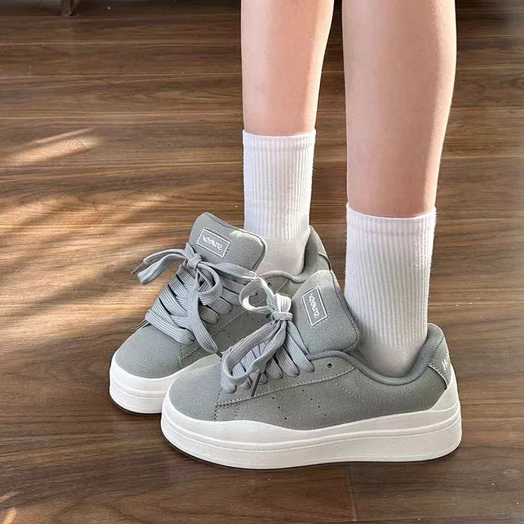 WJA Slip Resistant Cushioning Impact Resistance Wear Resistant Lightweight Low Top Skateboard Shoes Women's Gray-3