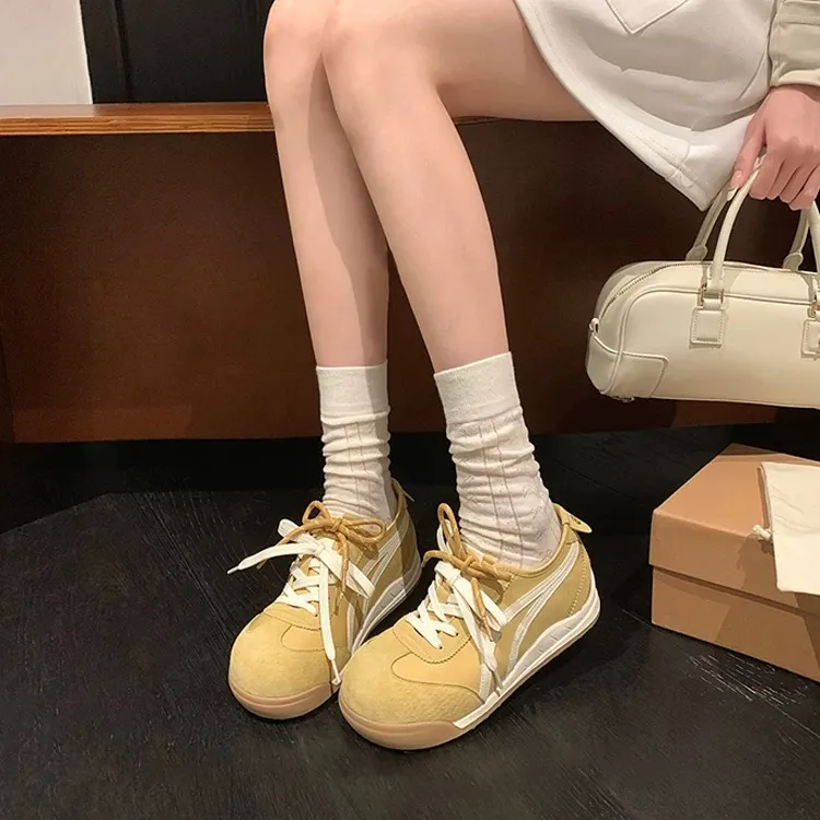 WJA Skateboard Shoes Women's Low Top Beige/Yellow/Pink-1