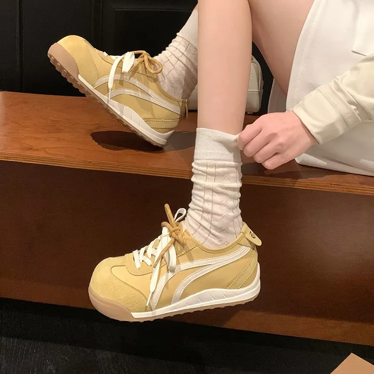 WJA Skateboard Shoes Women's Low Top Beige/Yellow/Pink-4