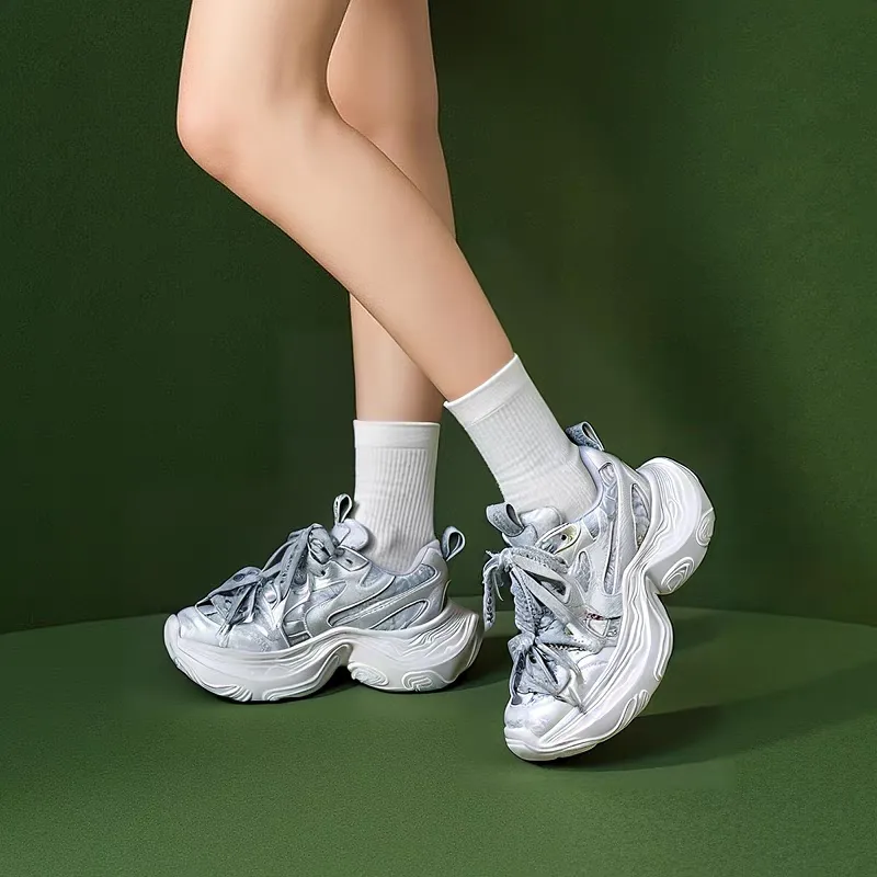 WJA Chunky Sneakers Women's Mid Top White/Gray-8
