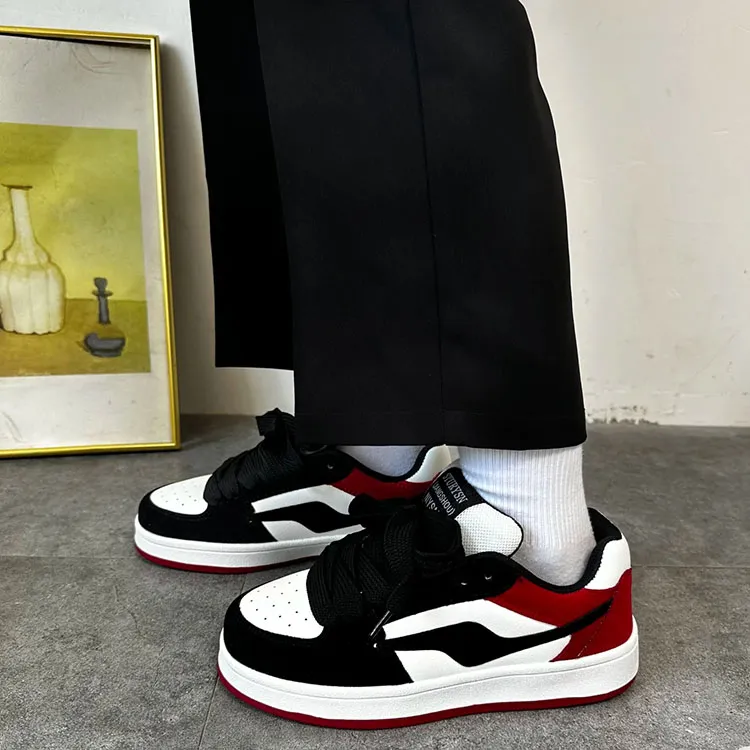 WJA Low Top Skateboard Shoes Unisex White Black Red-10