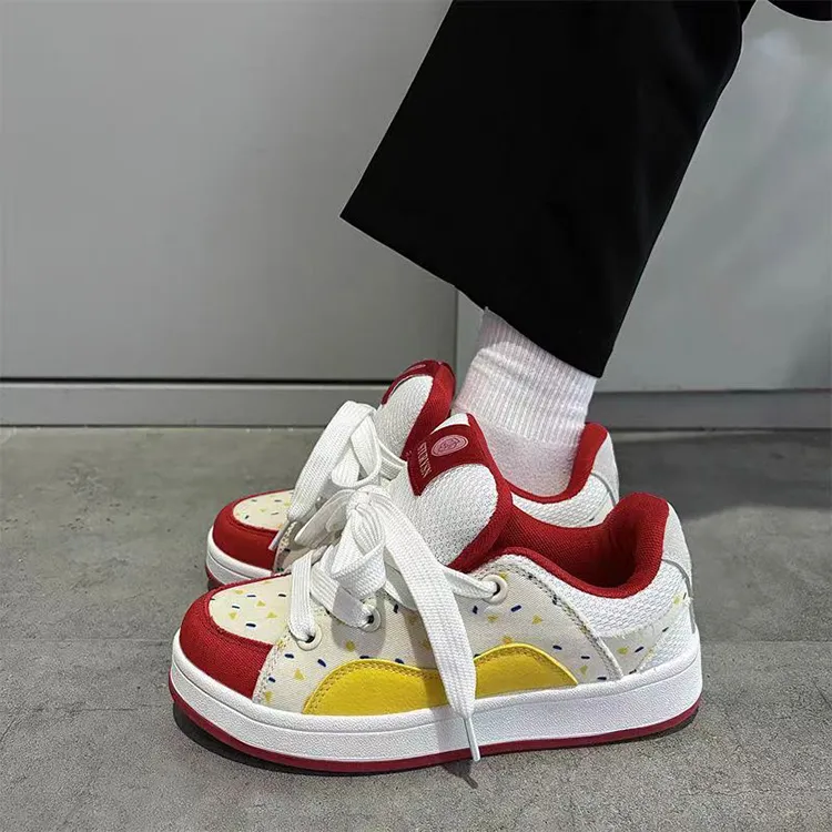 WJA Low Top Skateboard Shoes Women's Rice Rainbow-4