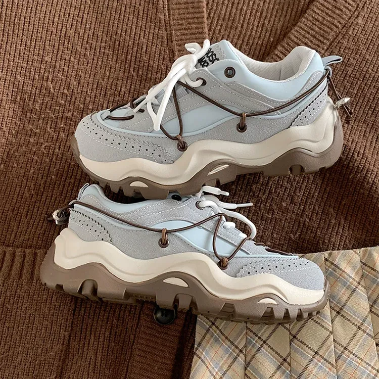 WJA Cushioning, Abrasion Resistant, Slip Resistant Low Top Chunky Sneakers Women's Sky Blue-4