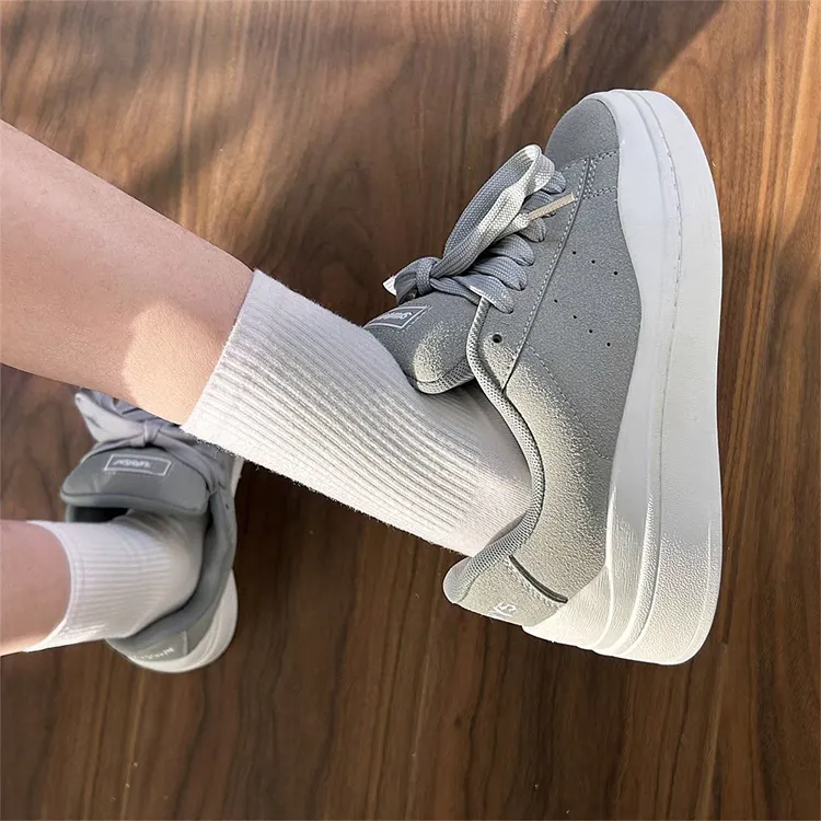 WJA Slip Resistant Cushioning Impact Resistance Wear Resistant Lightweight Low Top Skateboard Shoes Women's Gray-4