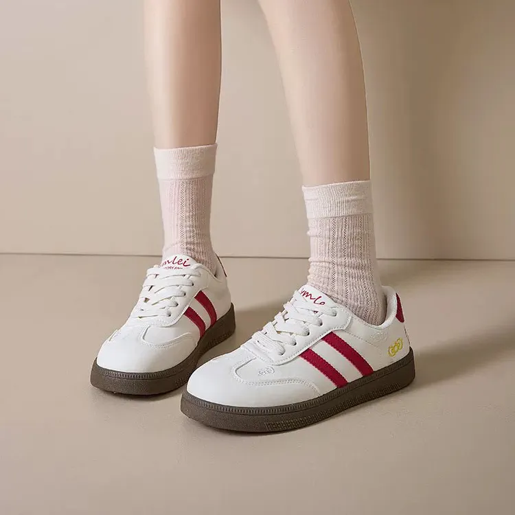 WJA Skateboard Shoes Women's Low Top White/Red/Pink-8