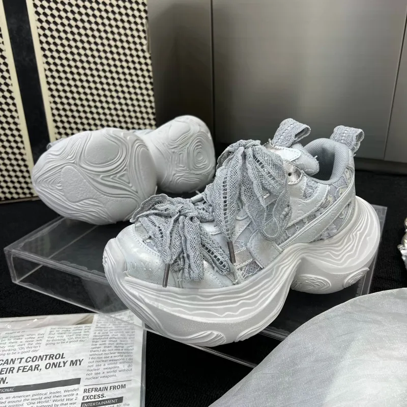 WJA Chunky Sneakers Women's Mid Top White/Gray-11
