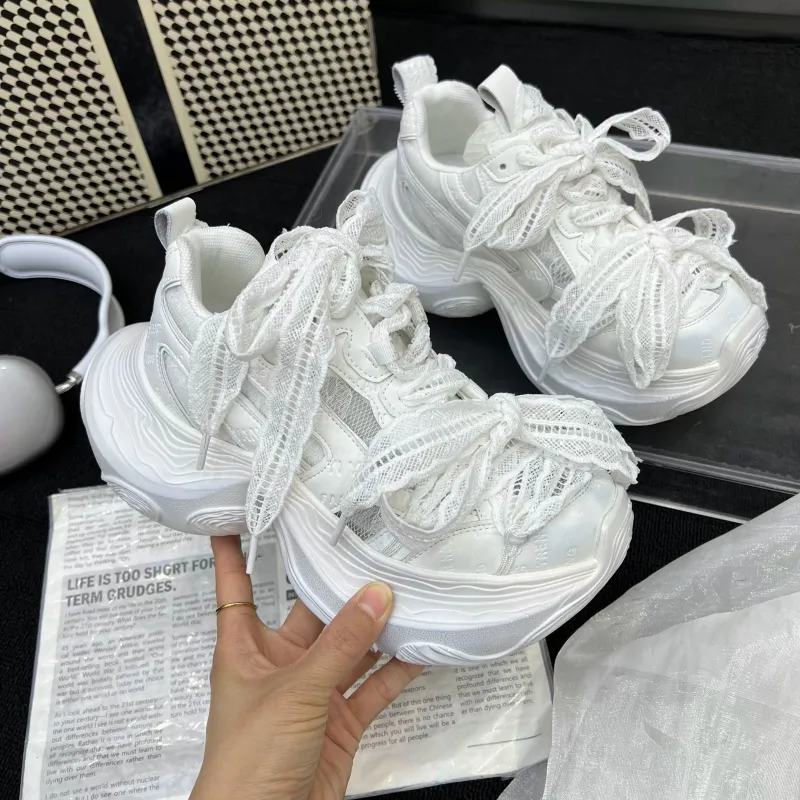 WJA Chunky Sneakers Women's Mid Top White/Gray-4