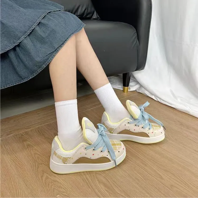 WJA Anti Slip Wear Resistant Lightweight Breathable Low Top Skateboard Shoes Women's Seven Colored Rainbow-3