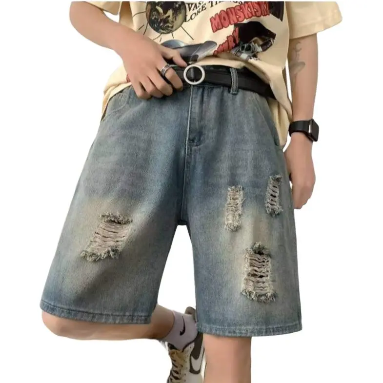 SONGLAN Denim Shorts Unisex Pink/Blue-4