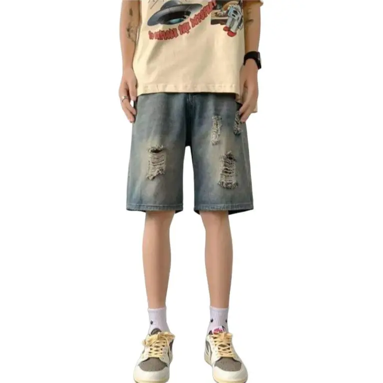 SONGLAN Denim Shorts Unisex Pink/Blue-5