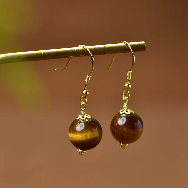 Tokai Family Tiger's Eye Stone Hoop Earrings Women's-17
