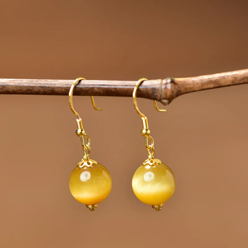 Tokai Family Tiger's Eye Stone Hoop Earrings Women's-1