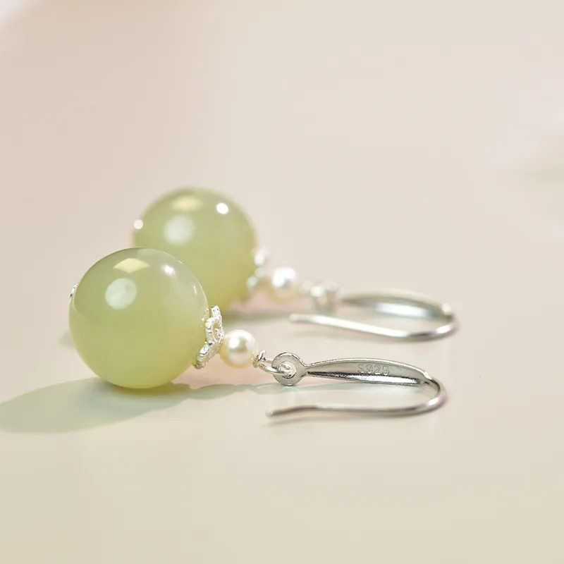 Tokai Family Hetian Jade Earrings Green Jade Women's-14