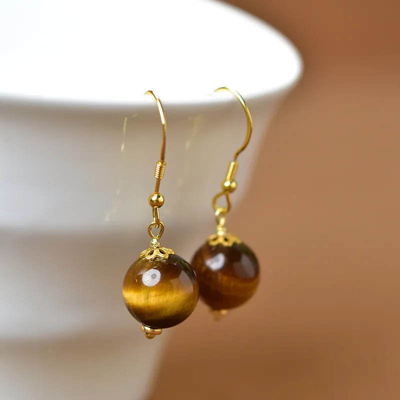 Tokai Family Tiger's Eye Stone Hoop Earrings Women's-16