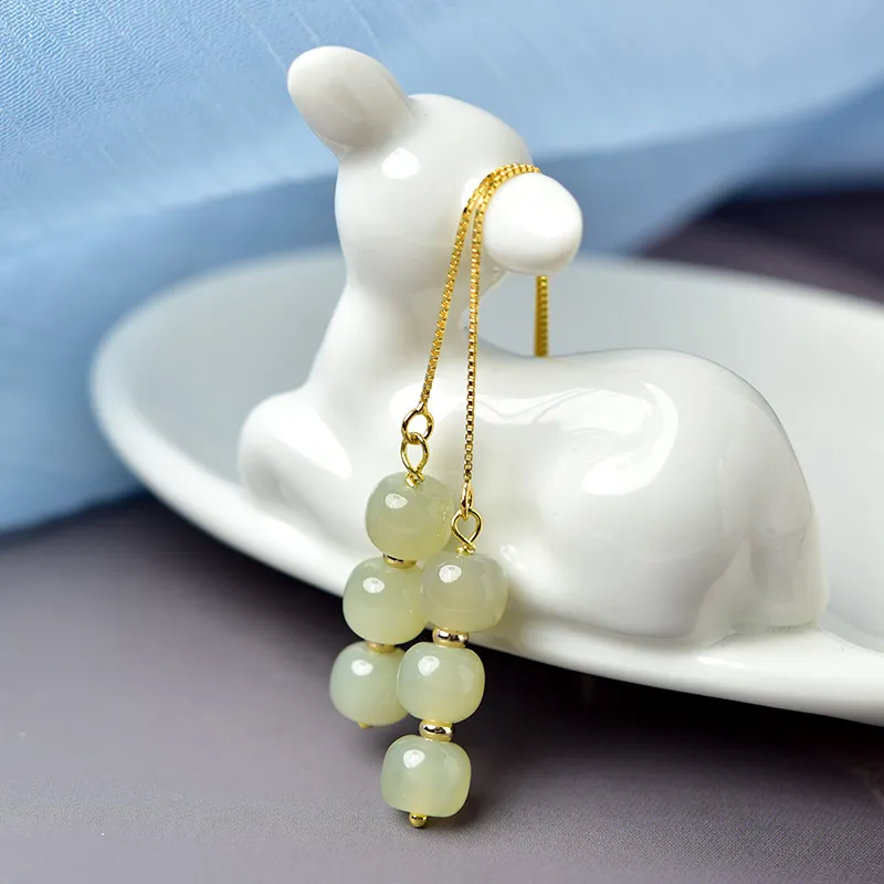 Tokai Family Earrings Pale Greenish White Jade Unisex-19
